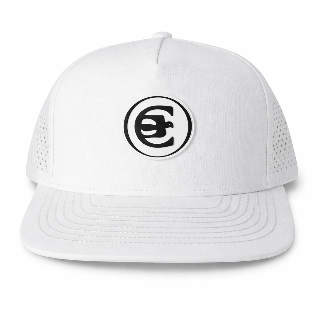 White Trucker Hat with Black Logo